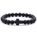 Natural Stone Cross Beaded Bracelet