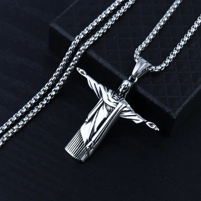 Retro Rio Jesus Pendant Necklace for Men (Hip Hop Style)