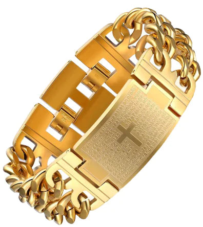 Men's Cross Double Row Cuban Bracelet