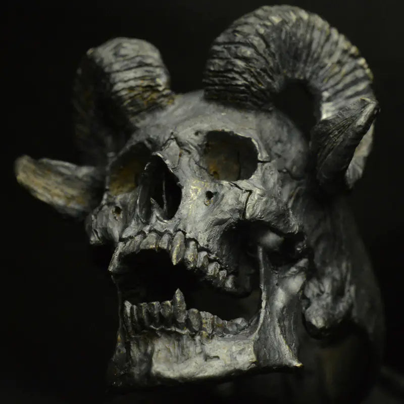 Dark Metal Gothic Ram Skull Ring