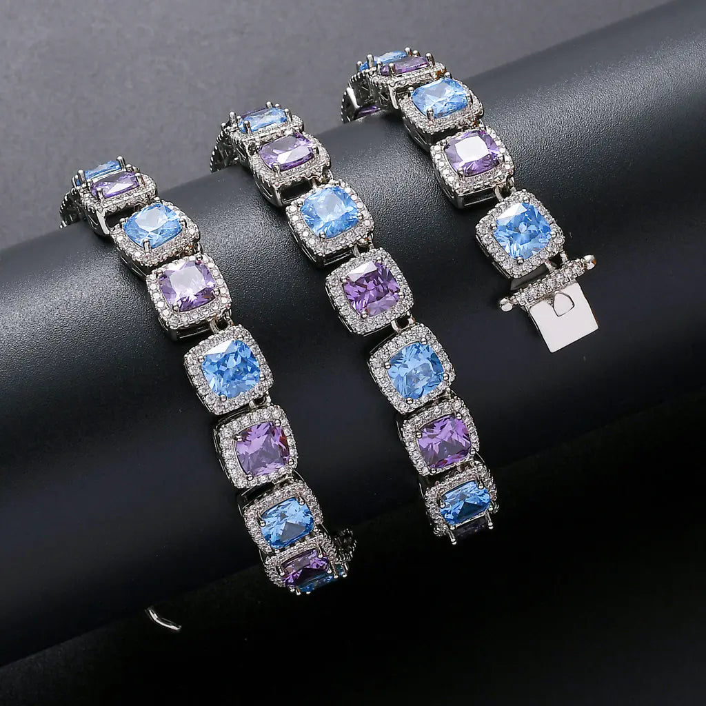 High-Quality Hip Hop Men's Necklace with Colorful Stones