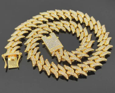 Alloy Dragon Tooth 16mm Cuban Link Hip Hop Necklace