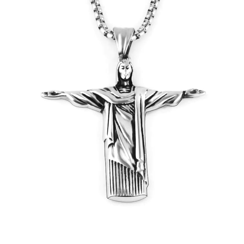 Retro Rio Jesus Pendant Necklace for Men (Hip Hop Style)
