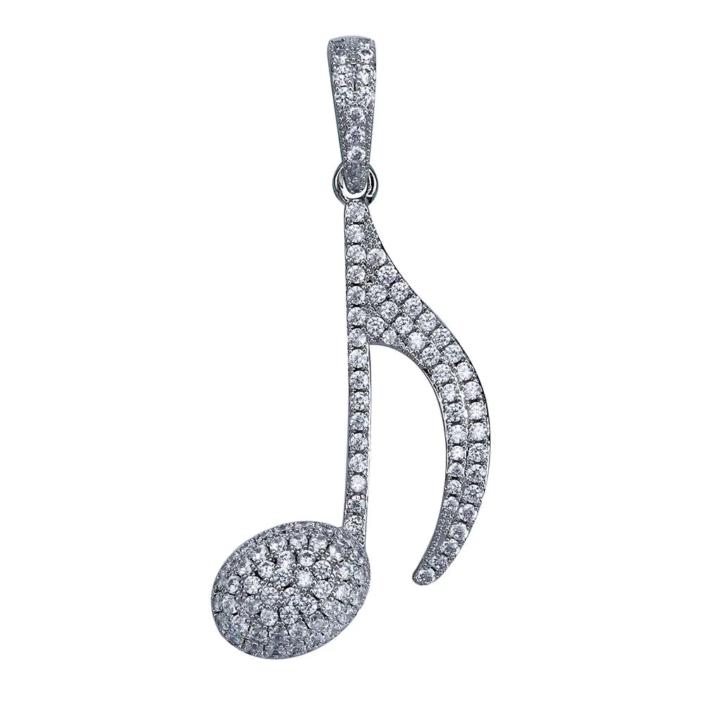 Key Note Pendant Necklace with CZ Stones