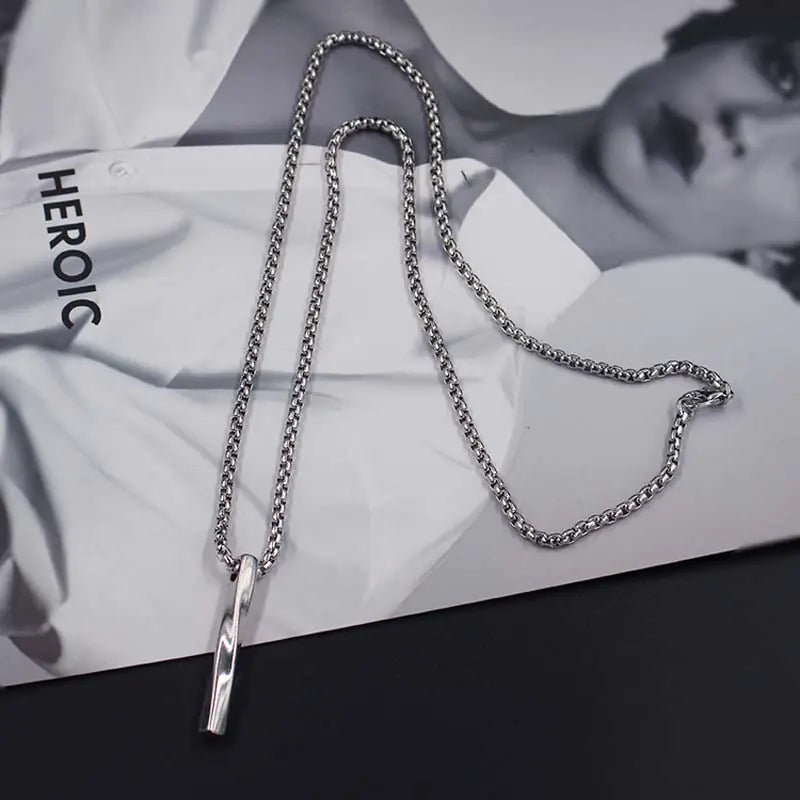 Men's Stainless Steel Jewelry, Twisted Column Pendant
