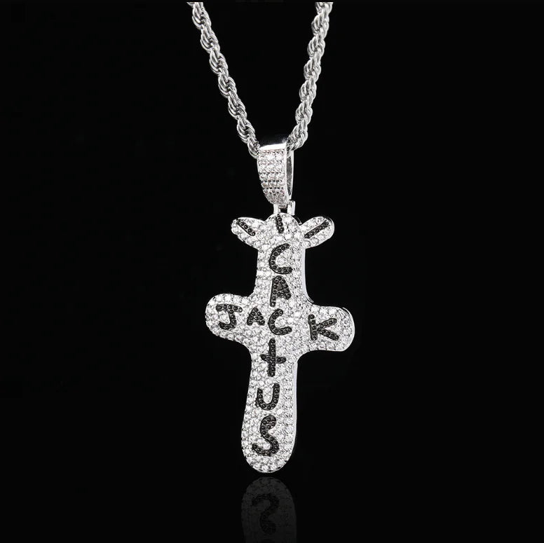 Cactus Jack Zircon Pendant Cross Necklace