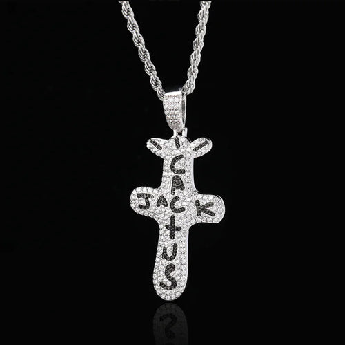 Cactus Jack Zircon Pendant Cross Necklace