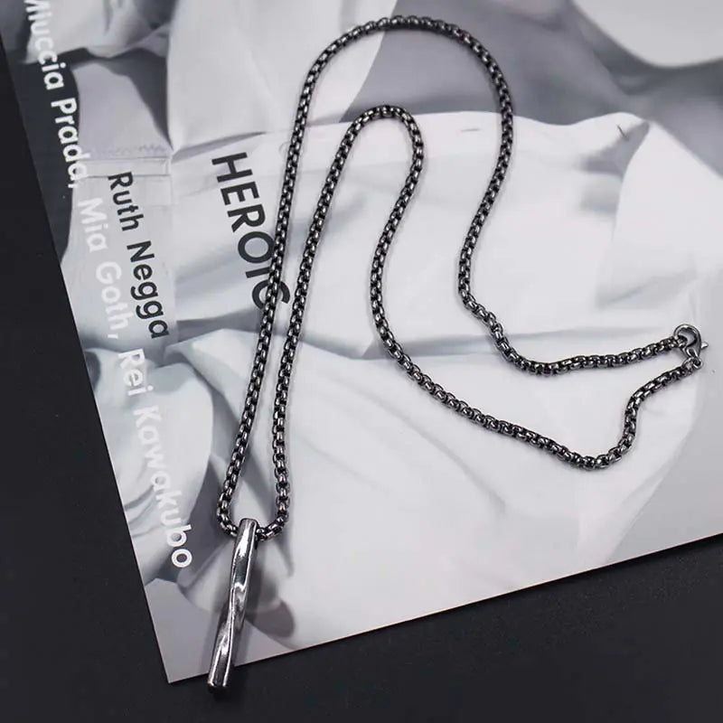 Men's Stainless Steel Jewelry, Twisted Column Pendant