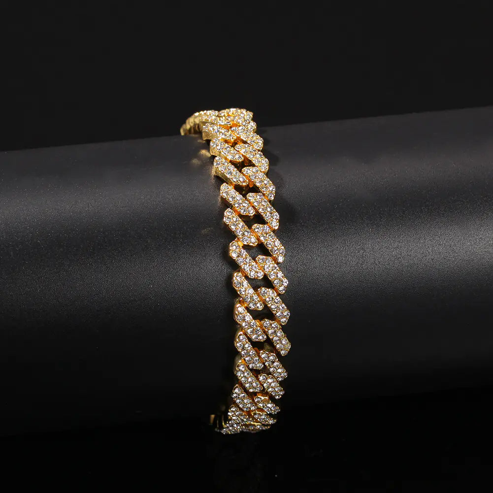 Gold-Plated Diamond Cuban Link Hip Hop Necklace