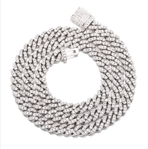 S925 Sterling Silver 6mm Micro-set AAA CZ Diamond Cuban Link