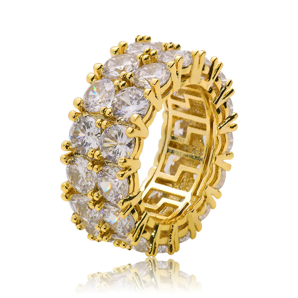 Hip Hop Men's Gold Ring with Zircon Stones
