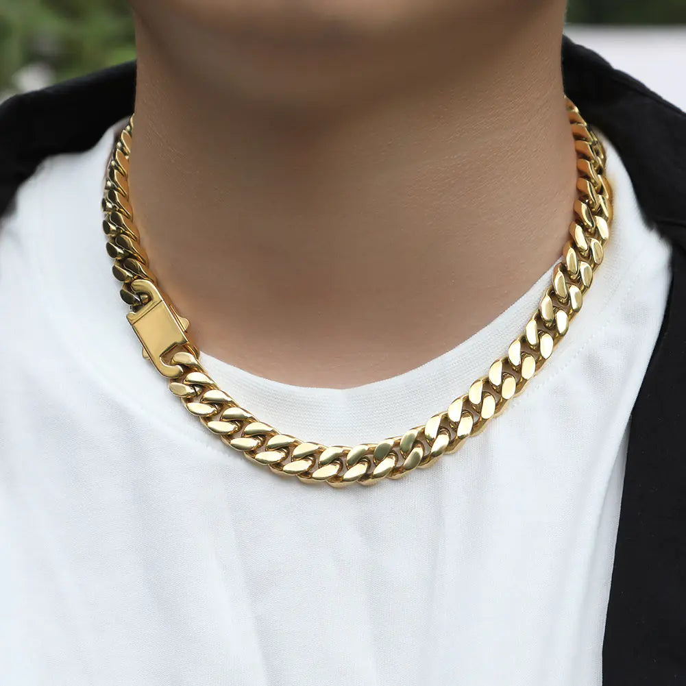 Flat Curb Cuban Link / Miami Chain Necklace