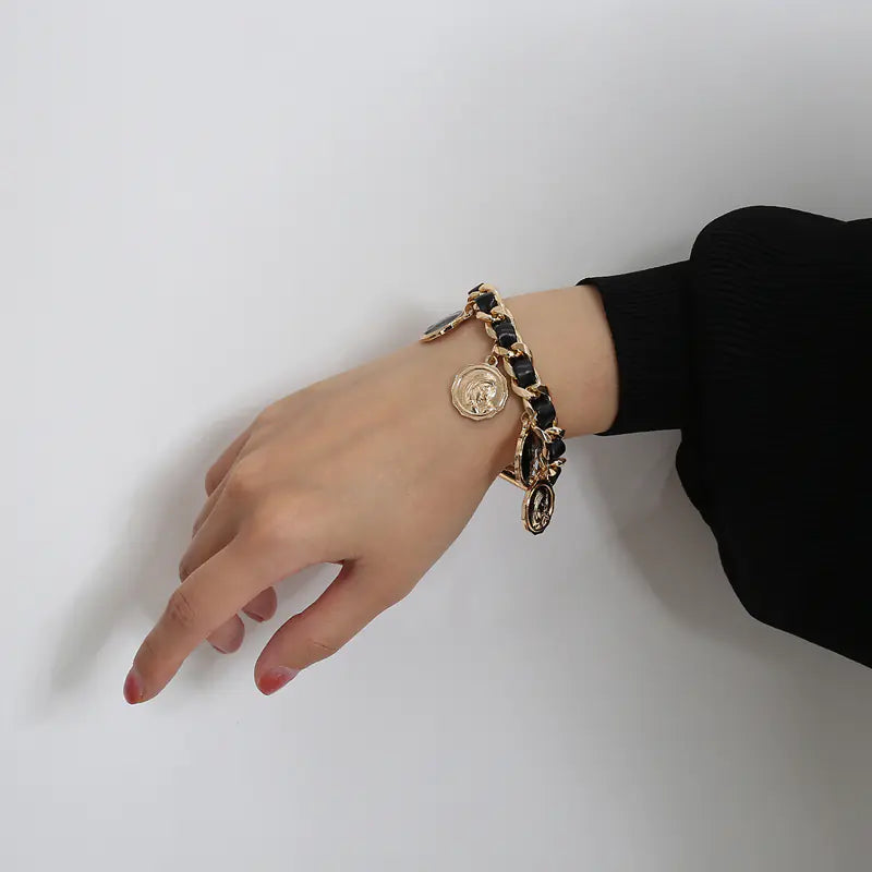 Trendy Hip Hop Bracelet with Abstract Head Design