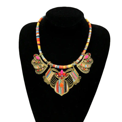 Bohemian Water Drop Gem Alloy Jewelry Set (Earrings & Necklace)