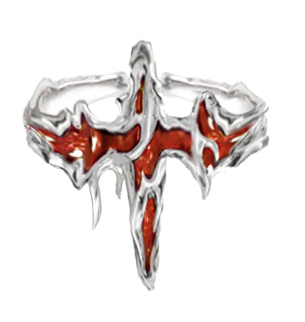 Irregular Texture Enamel Ring with Hip Hop Design