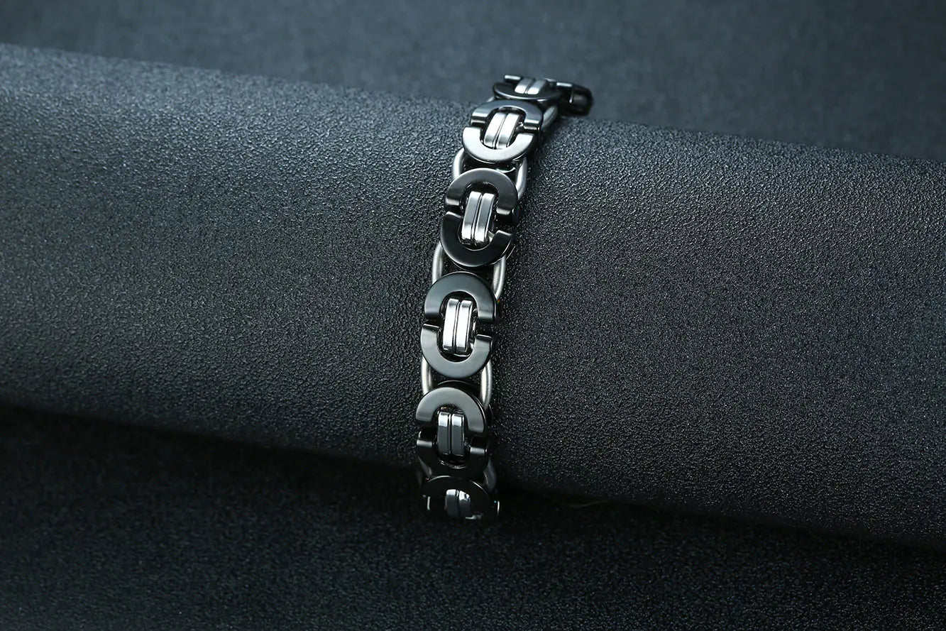 Men's Vintage Stainless Steel Wide Bracelet - Hip Hop Style