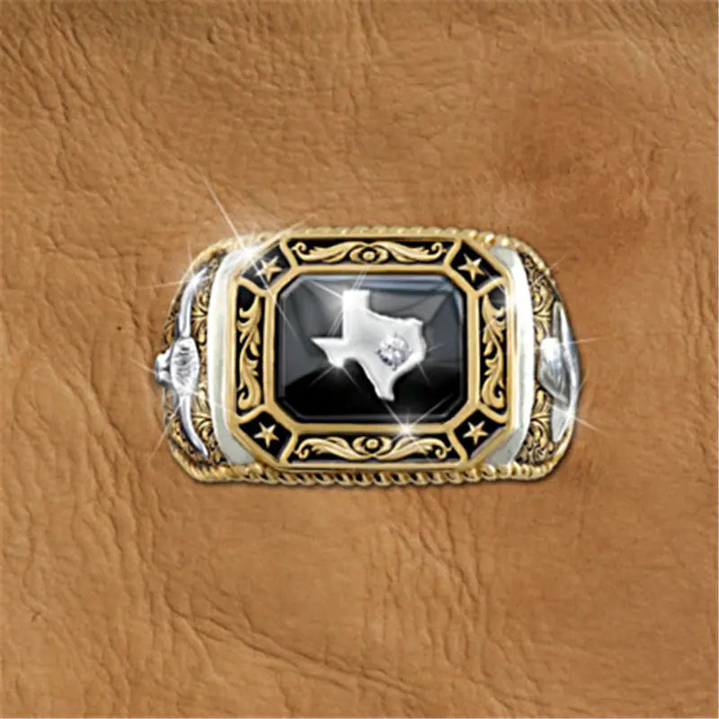 Texas Map Badge Ring - Cowboy Spirit Jewelry