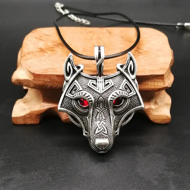 Alloy Viking Pendant, Wolf Head Necklace, Unique Jewelry