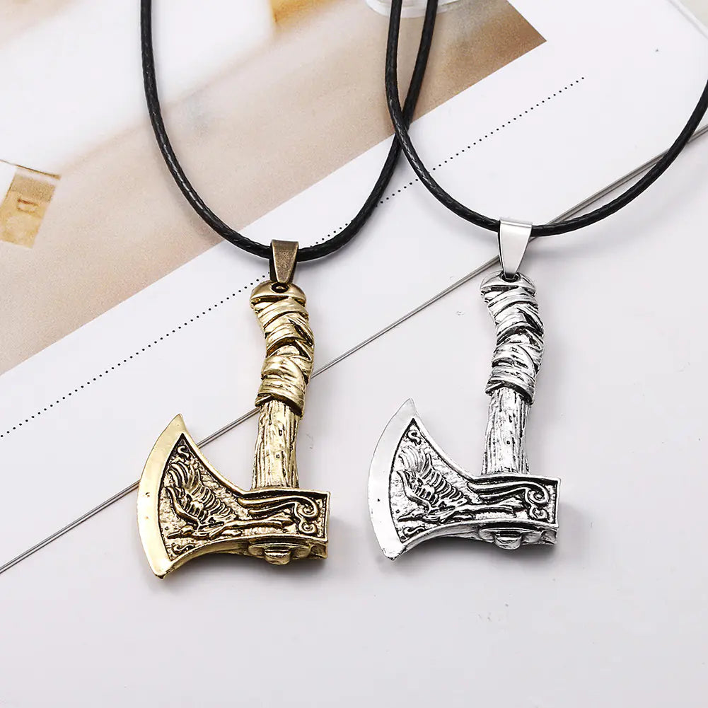 Viking Pirate Jewelry Celtic Wolf Raven Axe Pendant