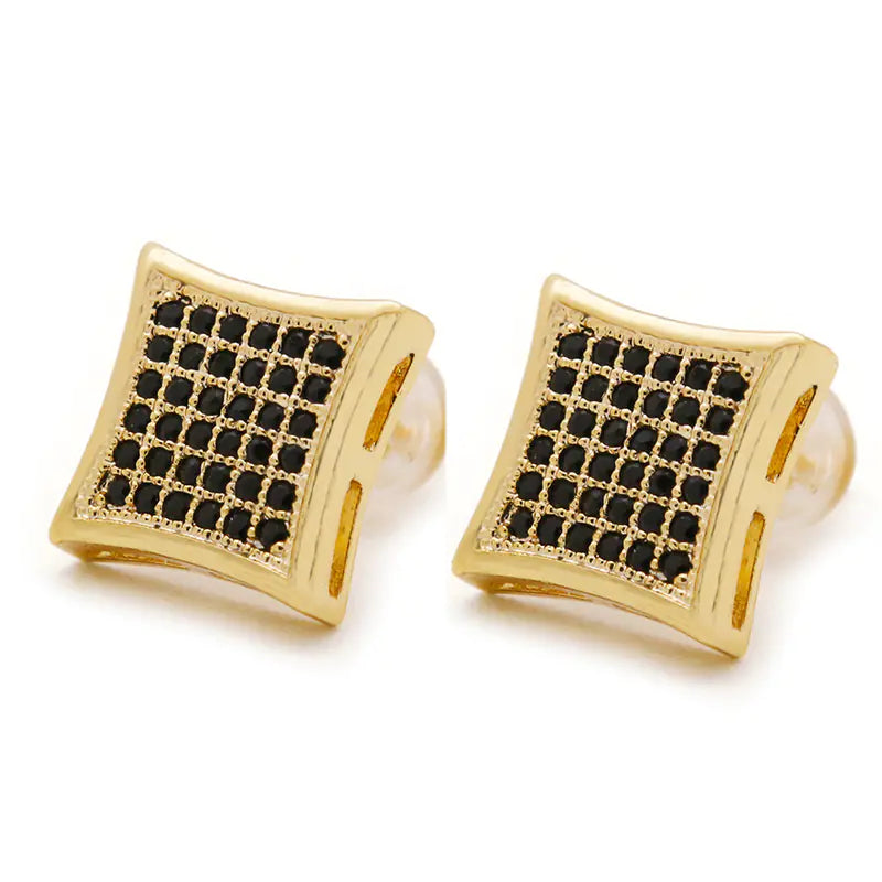 Gold Plated Silver and Diamond Stud Earrings