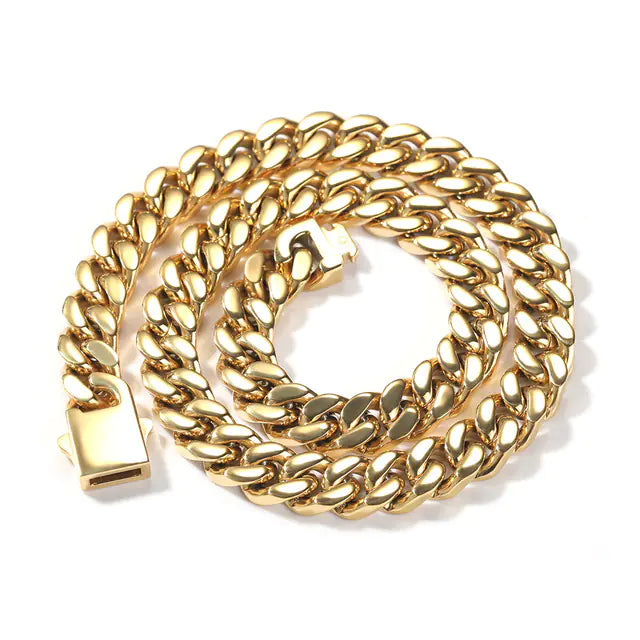 Flat Curb Cuban Link / Miami Chain Necklace