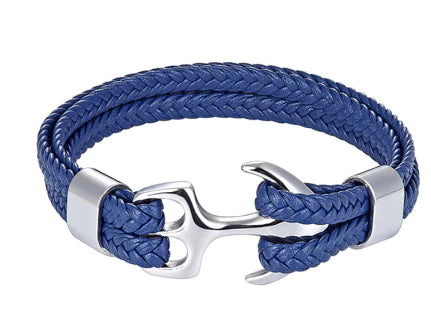 New Jewelry, Anchor Cross Men’s Leather Bracelet
