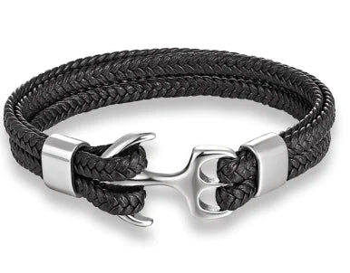 New Jewelry, Anchor Cross Men’s Leather Bracelet