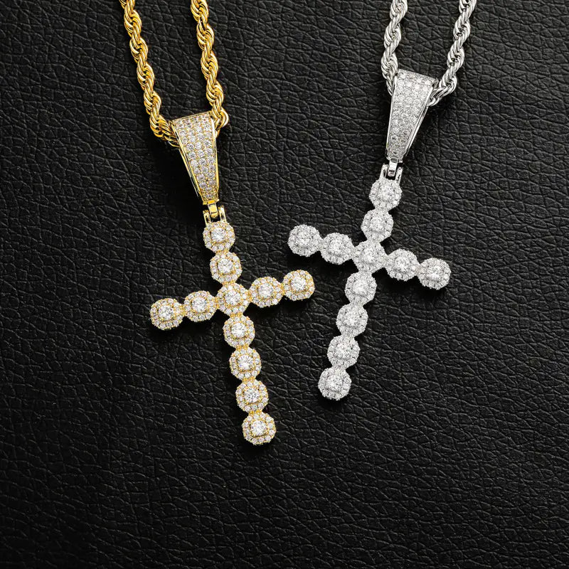 Retro Hip Hop Ice Sugar Cross Pendant Necklace for All